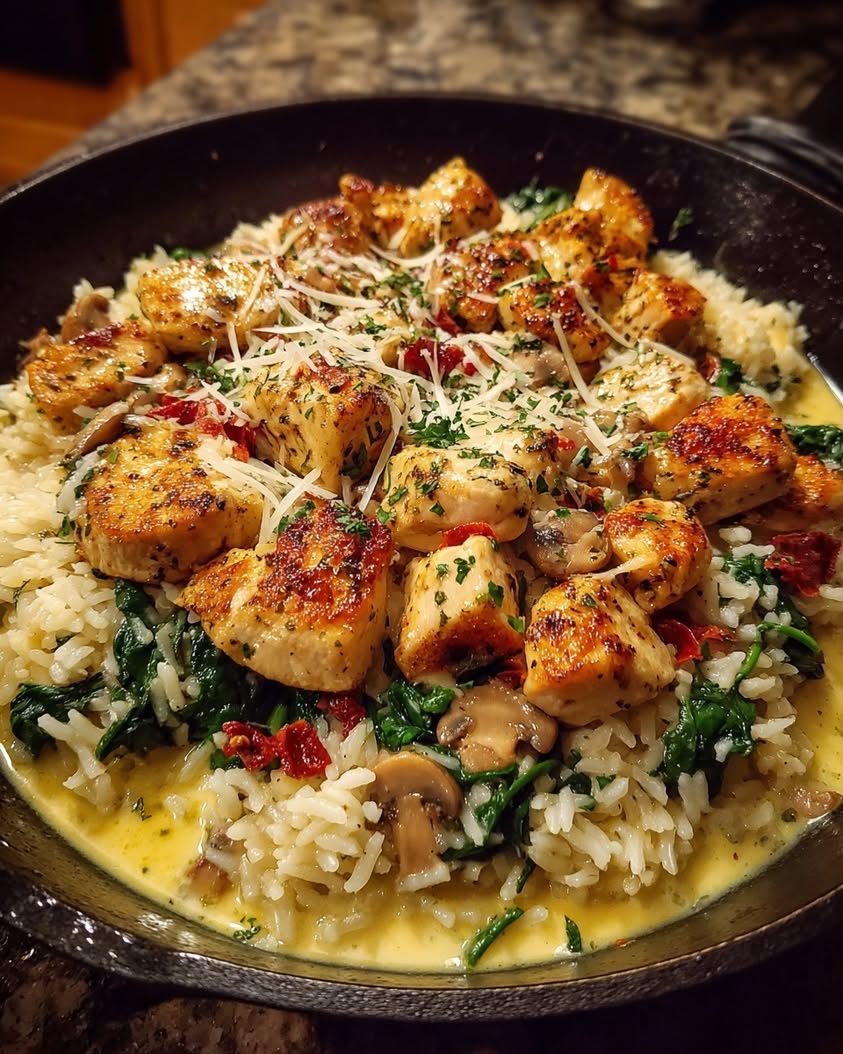 Creamy Garlic Chicken Skillet Dinner 23 creamy garlic chicken rice skillet