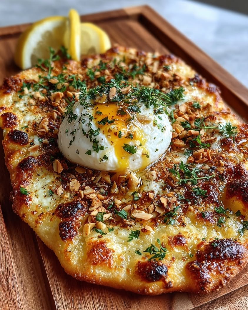 Crispy Garlic Flatbread with Burrata 20 crispy garlic flatbread warm burrata