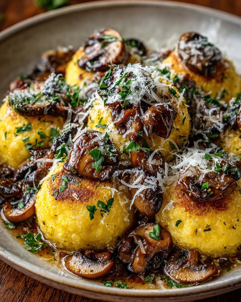 Crispy Polenta Rounds with Mushroom Ragù 20 crispy polenta rounds mushroom ragu