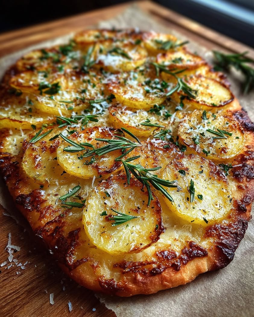 Crispy Rosemary Truffle Potato Flatbread 17 crispy potato rosemary flatbread truffle oil
