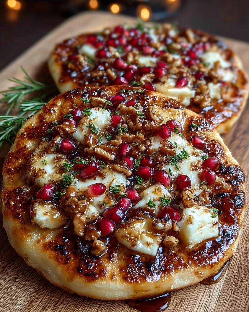 Brie and Pomegranate Flatbread Delight 18 flatbread brie pomegranate walnut crunch