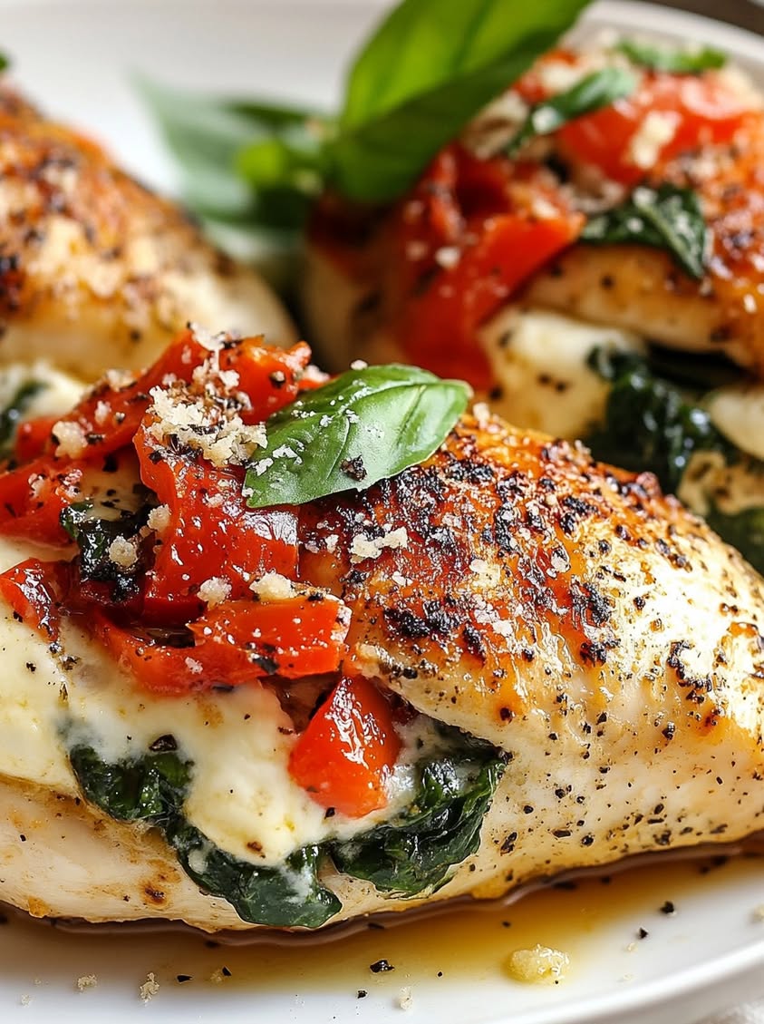 Golden-Brown Roasted Chicken Breasts with Mediterranean Herb Stuffing 18 golden brown roasted chicken breasts