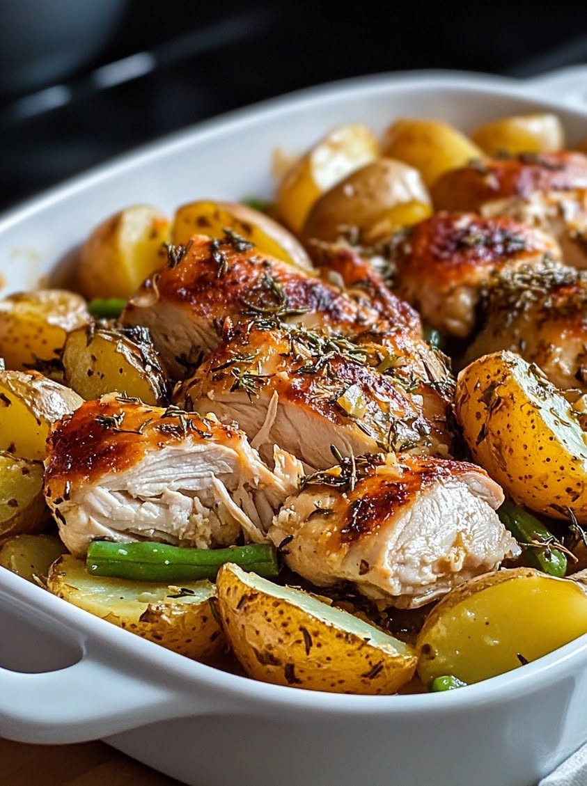 Golden Butter Herb Chicken and Potato Casserole with Fresh Greens 21 golden butter herb chicken potato casserole