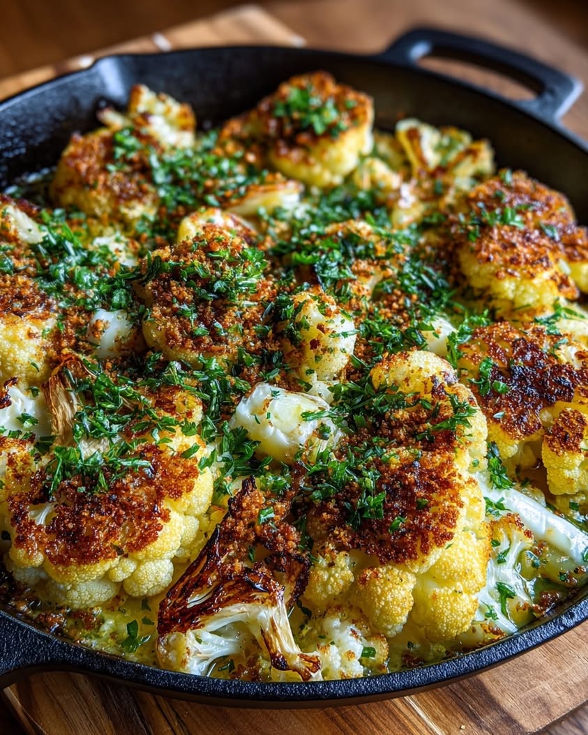 Golden Cauliflower Skillet with Brie 18 golden cauliflower skillet brie garlic