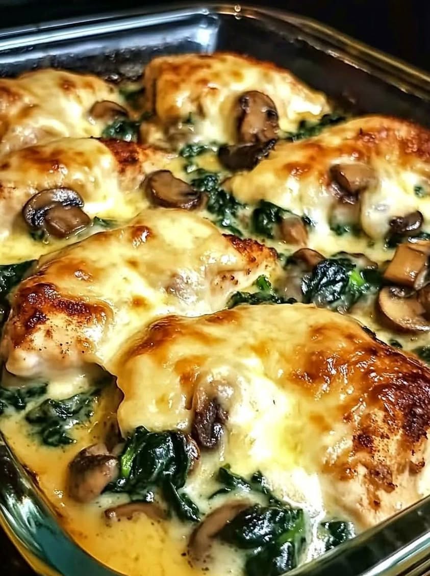 Golden Chicken Bake with Creamy Green Onion Sauce and Caramelized Mushrooms 20 golden chicken bake creamy onion sauce