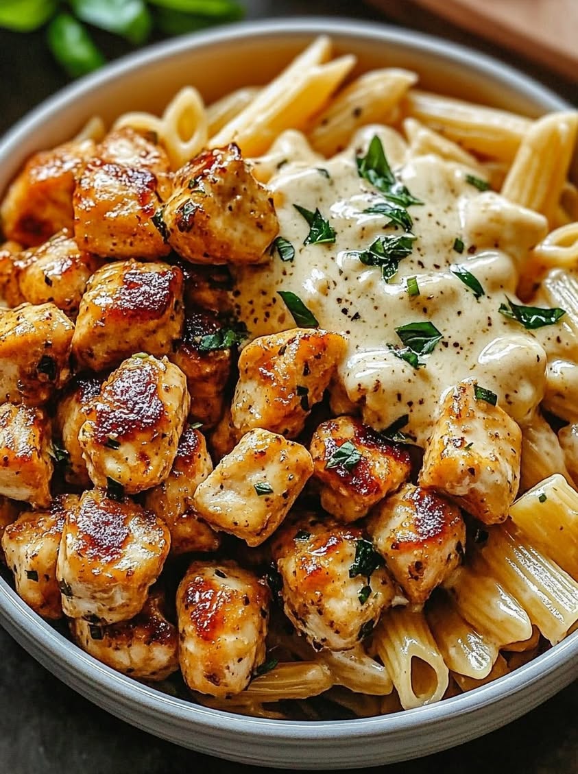 Golden Garlic Butter Chicken with Creamy Parmesan Penne Recipe 19 golden garlic butter chicken parmesan penne