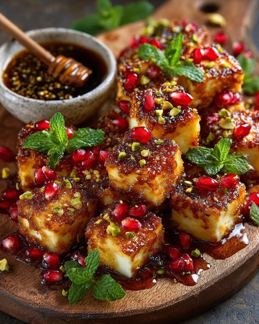 Golden Halloumi Bites Recipe 19 golden halloumi bites pomegranate glaze
