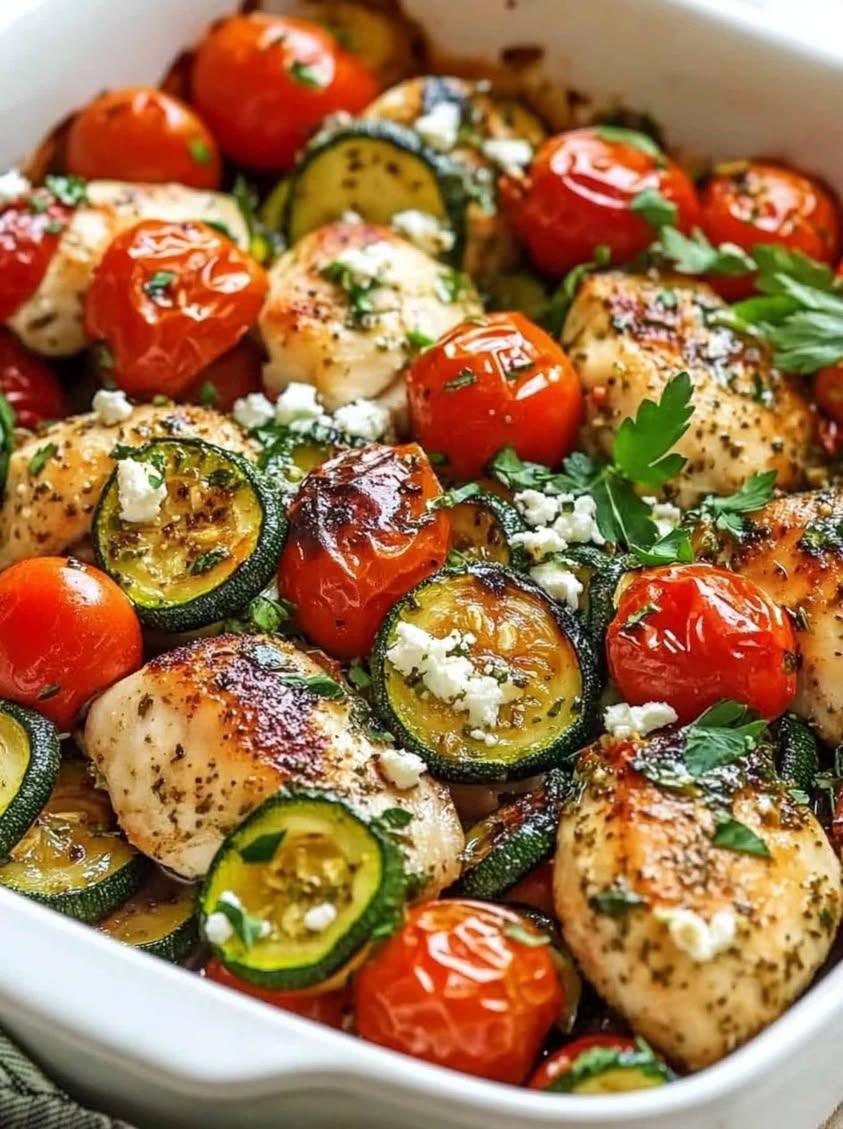 Golden Mediterranean Chicken Bake with Roasted Vegetables and Feta 21 golden mediterranean chicken bake