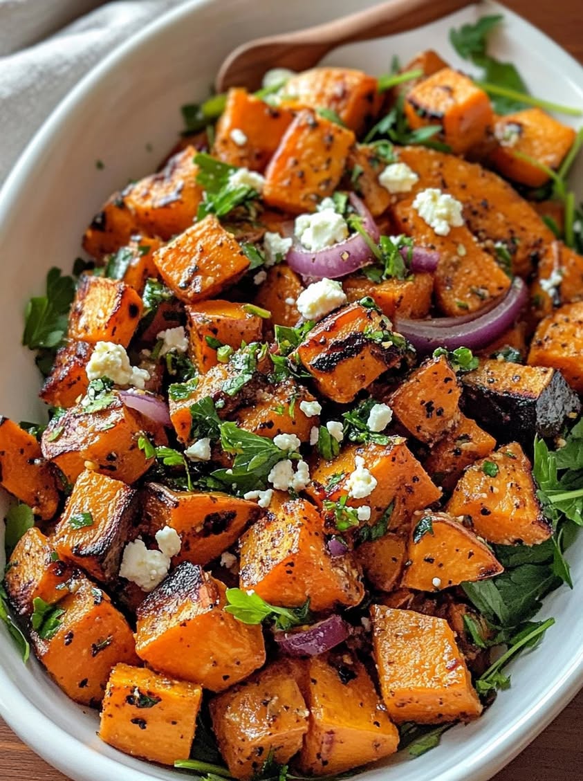 Golden Roasted Sweet Potato Salad Recipe with Tangy Herb Dressing 21 golden roasted sweet potato salad