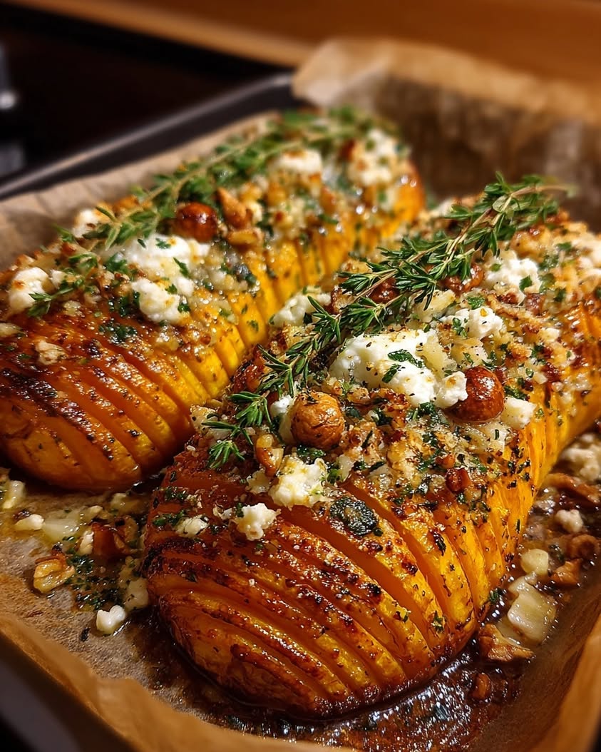 Hasselback Butternut Squash with Sage Butter 18 hasselback butternut squash sage butter feta