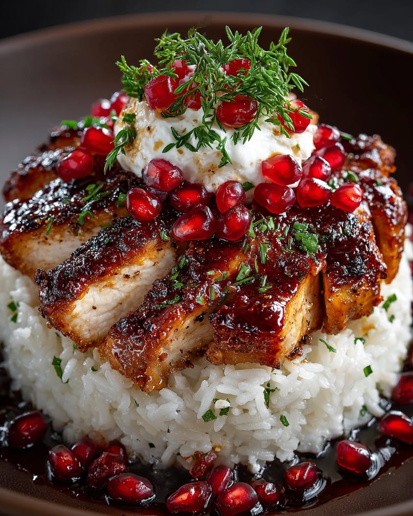 Honey-Glazed Chicken Burrata Stack 20 honey glazed chicken burrata cranberry rice