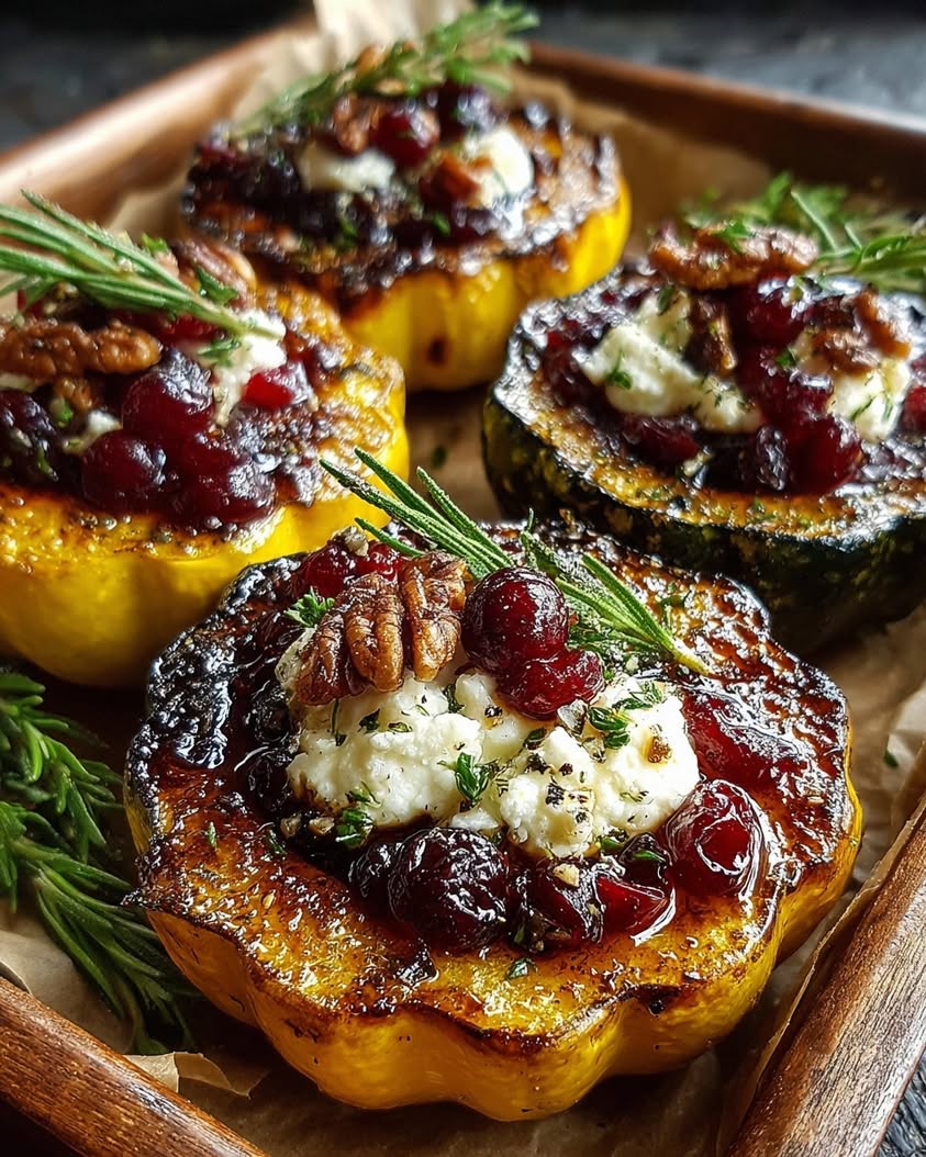 Honey-Roasted Acorn Squash Delight 16 honey roasted acorn squash goat cheese