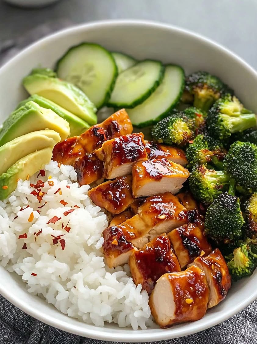 Honey-Soy Chicken Rice Bowl with Roasted Broccoli and Avocado 22 honey soy chicken rice bowl