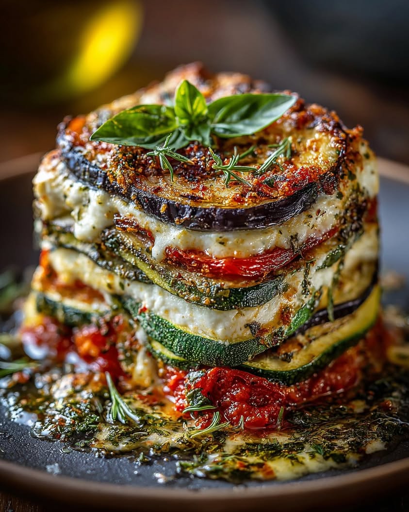 Mediterranean Vegetable Lasagna with Ricotta Drizzle 22 layered mediterranean eggplant zucchini lasagna