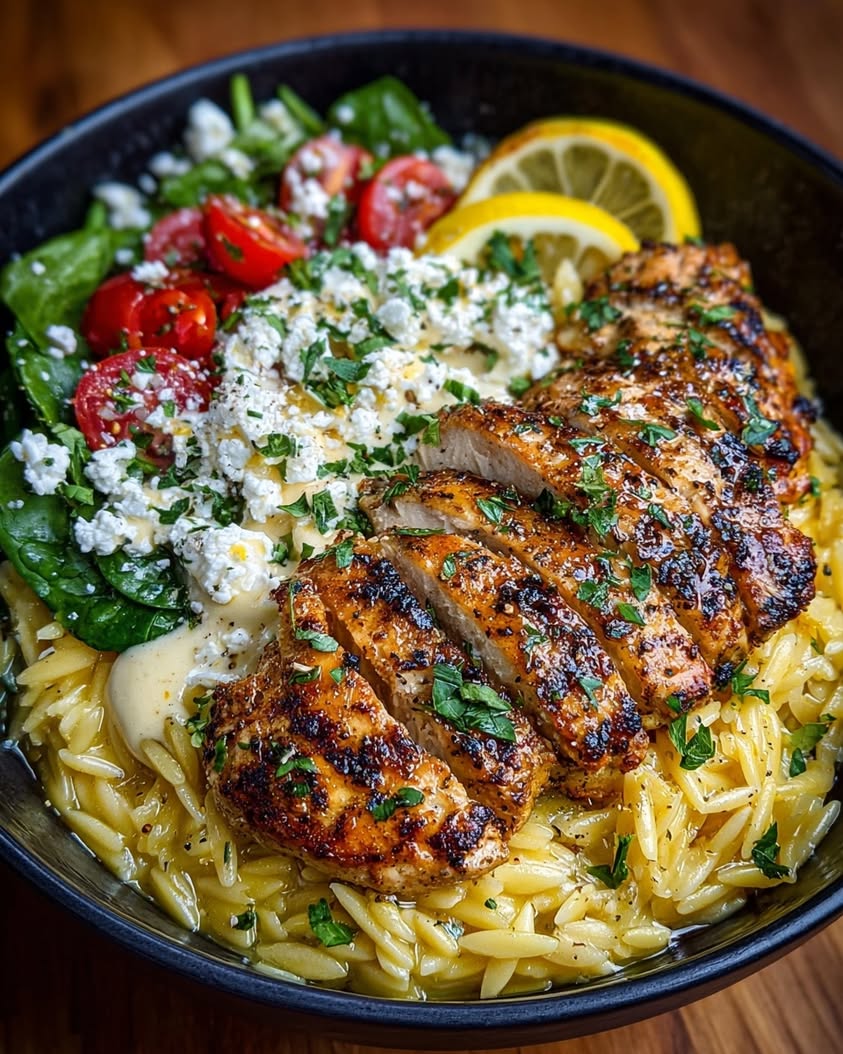 Lemon Dijon Chicken Orzo Bowl 18 lemon dijon chicken orzo bowl 1