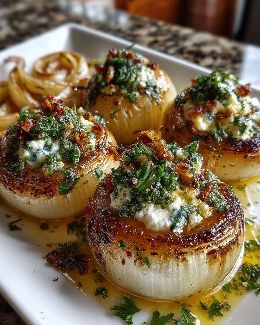 Lemon Feta Stuffed Onion Recipe 22 lemon feta stuffed onions walnut pesto