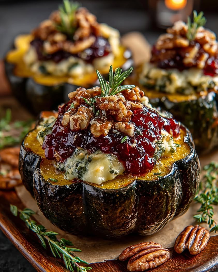 Maple Pecan Stuffed Acorn Squash Recipe 18 maple pecan brie stuffed acorn squash