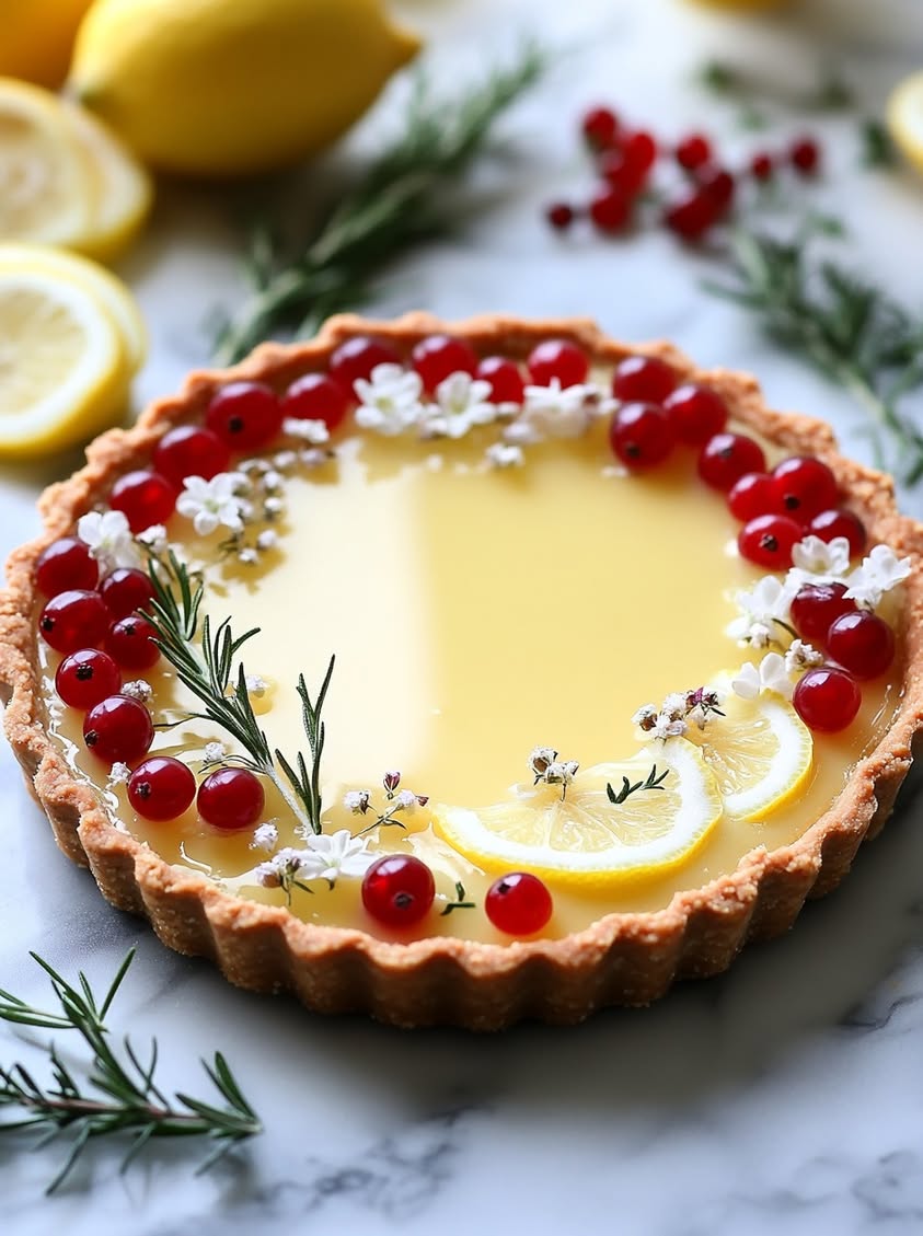 Elegant No-Bake Lemon Tart with Biscoff Crust and Red Currants 18 no bake lemon tart biscoff crust