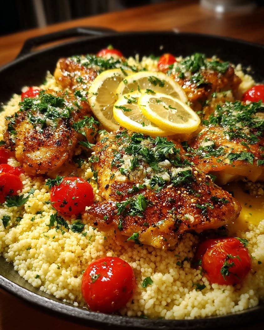 Lemon Butter Chicken and Couscous 18 one pan lemon butter chicken couscous