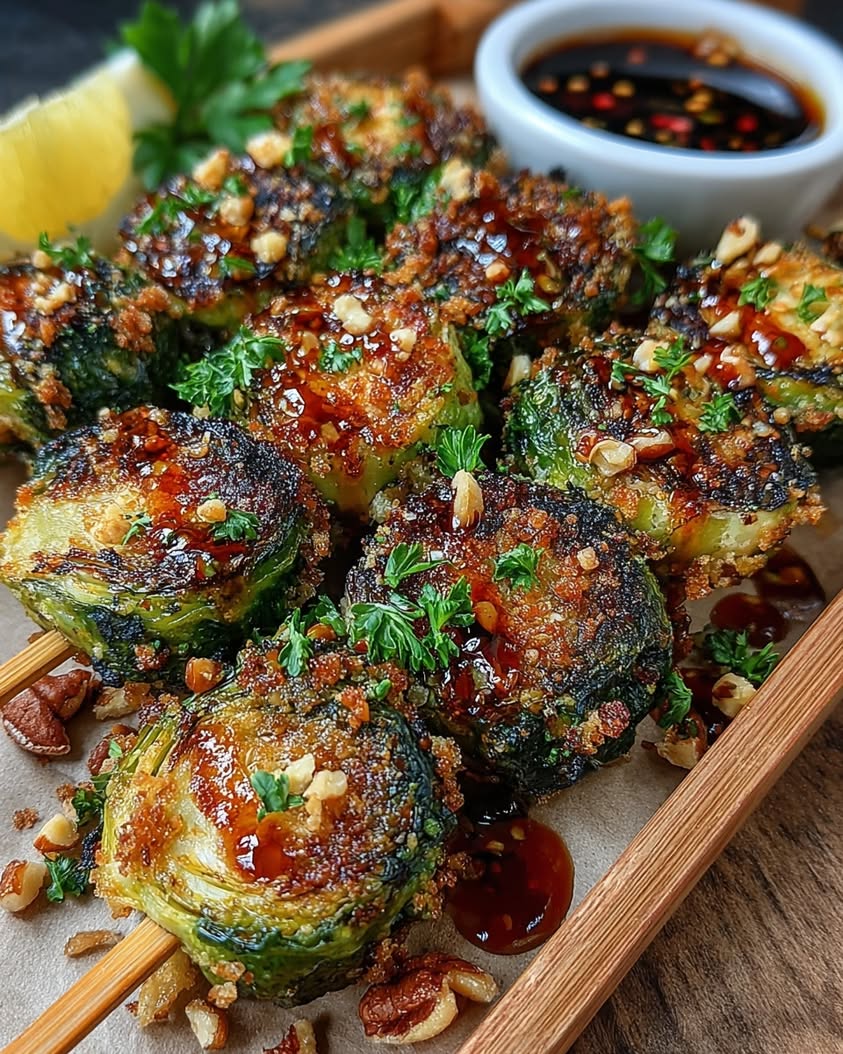 Pecan-Crusted Brussels Sprout Skewers Recipe 20 pecan crusted brussels sprout skewers