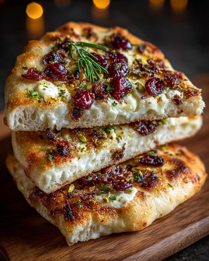 Rustic Brie Cranberry Flatbread Recipe 18 rustic flatbread brie cranberry pistachio