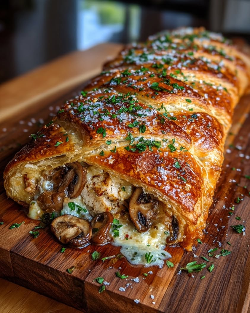 Savory Chicken Puff Pastry Braid 22 savory mushroom gruyere chicken puff pastry