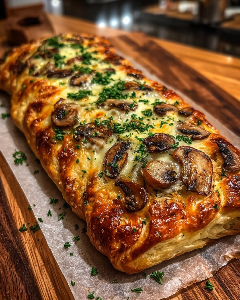 Savory Mushroom Swiss Puff Pastry Braid 19 savory mushroom swiss cheese puff pastry