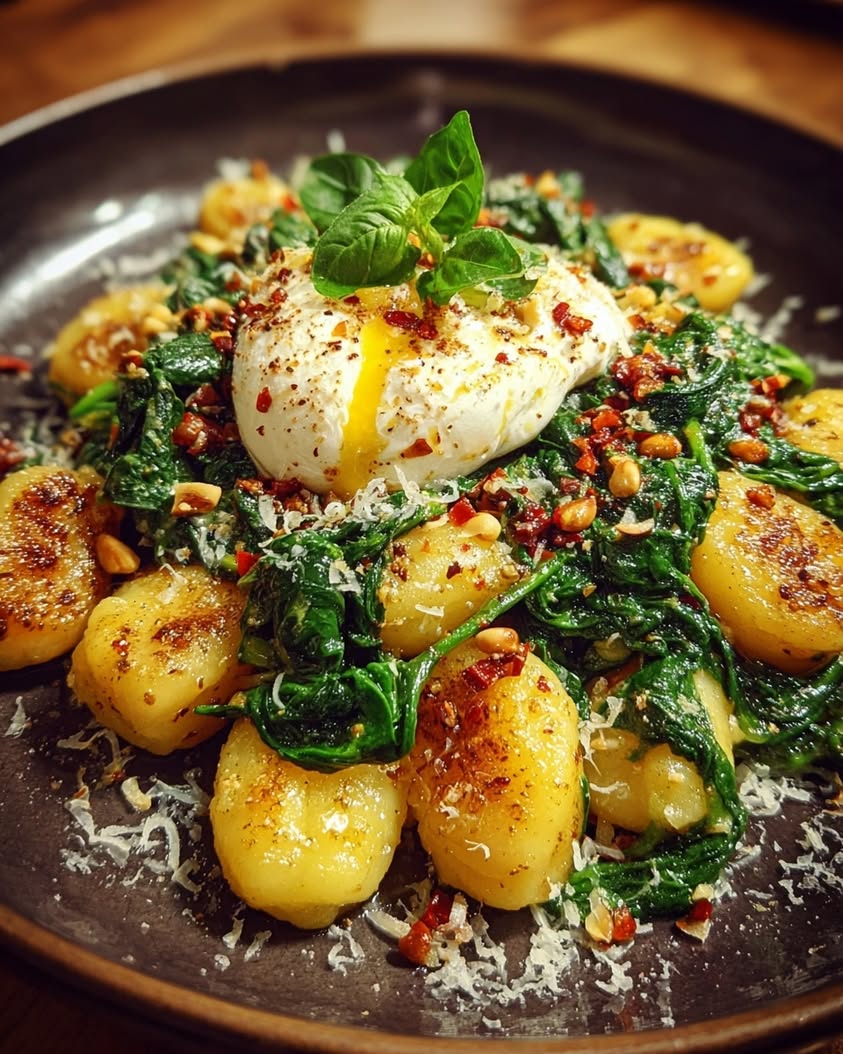 Skillet Gnocchi with Burrata and Spinach 20 skillet gnocchi spinach garlic burrata
