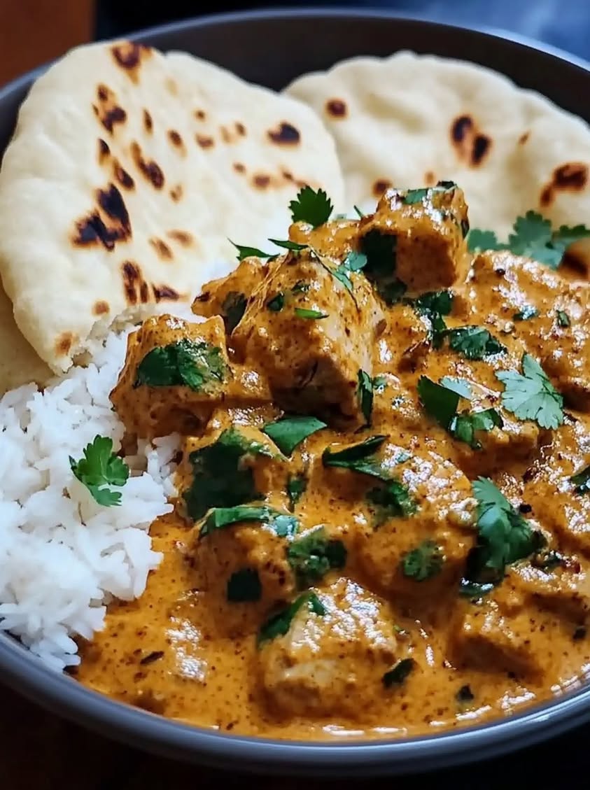 Slow-Simmered Coconut Curry Beef with Jasmine Rice and Garlic Naan 24 slow simmered coconut curry beef