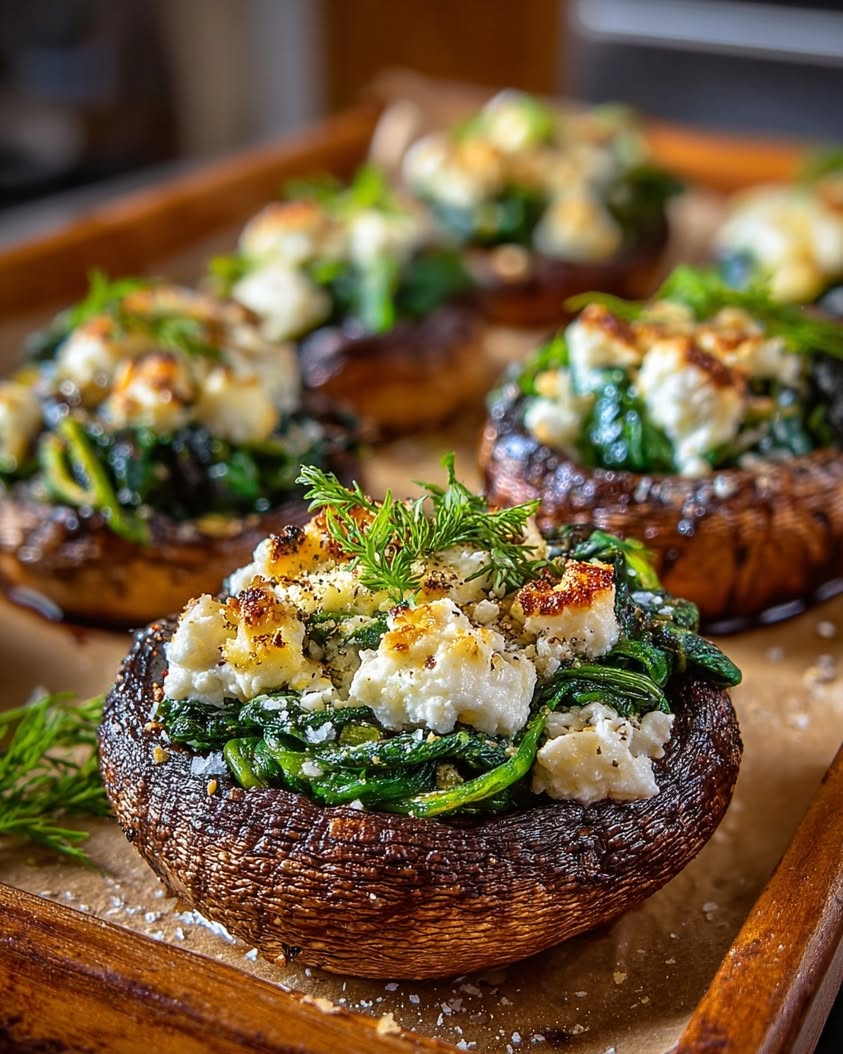 Spinach Feta Stuffed Portobello Mushrooms 22 spinach feta stuffed portobello mushrooms