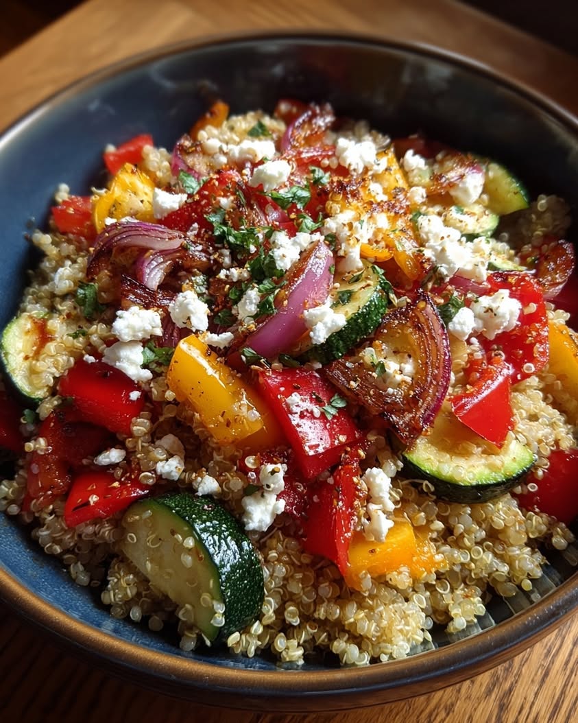 Warm Quinoa Salad with Roasted Vegetables 19 warm quinoa salad goat cheese