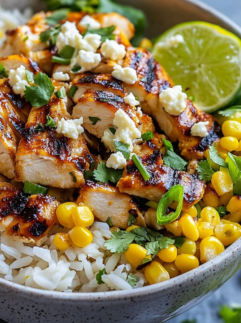 Zesty Mexican Street Corn Chicken Bowl with Cilantro Lime Rice Recipe 23 zesty mexican street corn chicken bowl