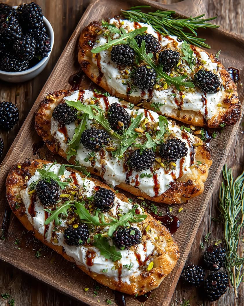Blackberry Feta Flatbread with Thyme 3 blackberry whipped feta flatbread
