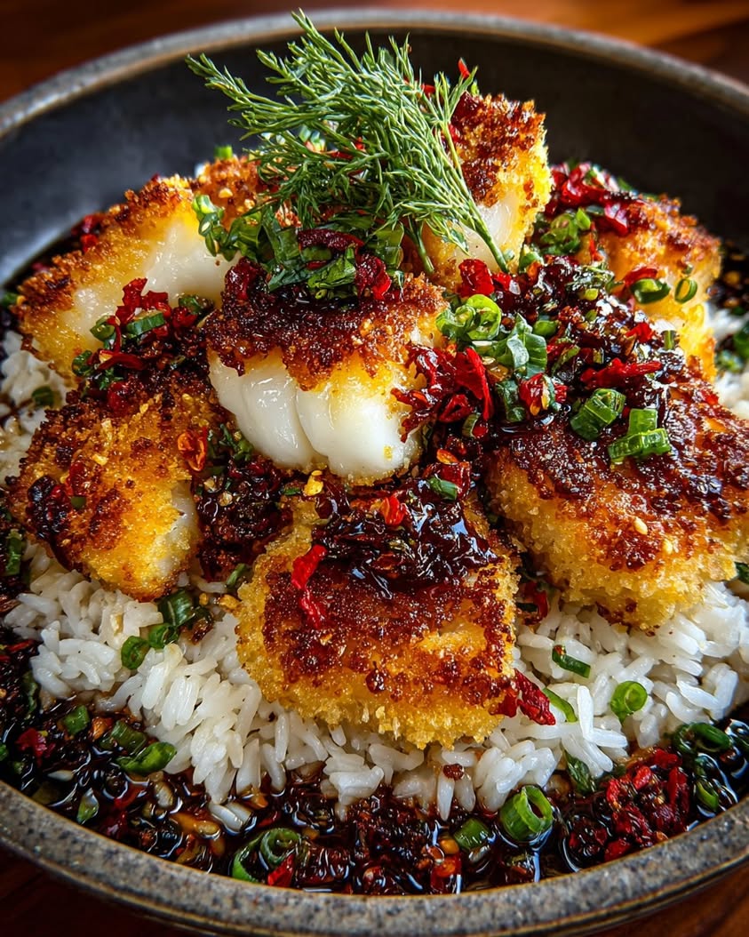 Crispy Cod with Hot Honey Glaze 3 crispy cod hot honey garlic glaze