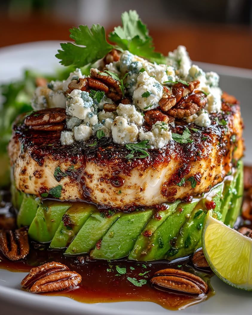 Lime Chicken Feta Avocado Stack 3 lime chicken feta avocado stack