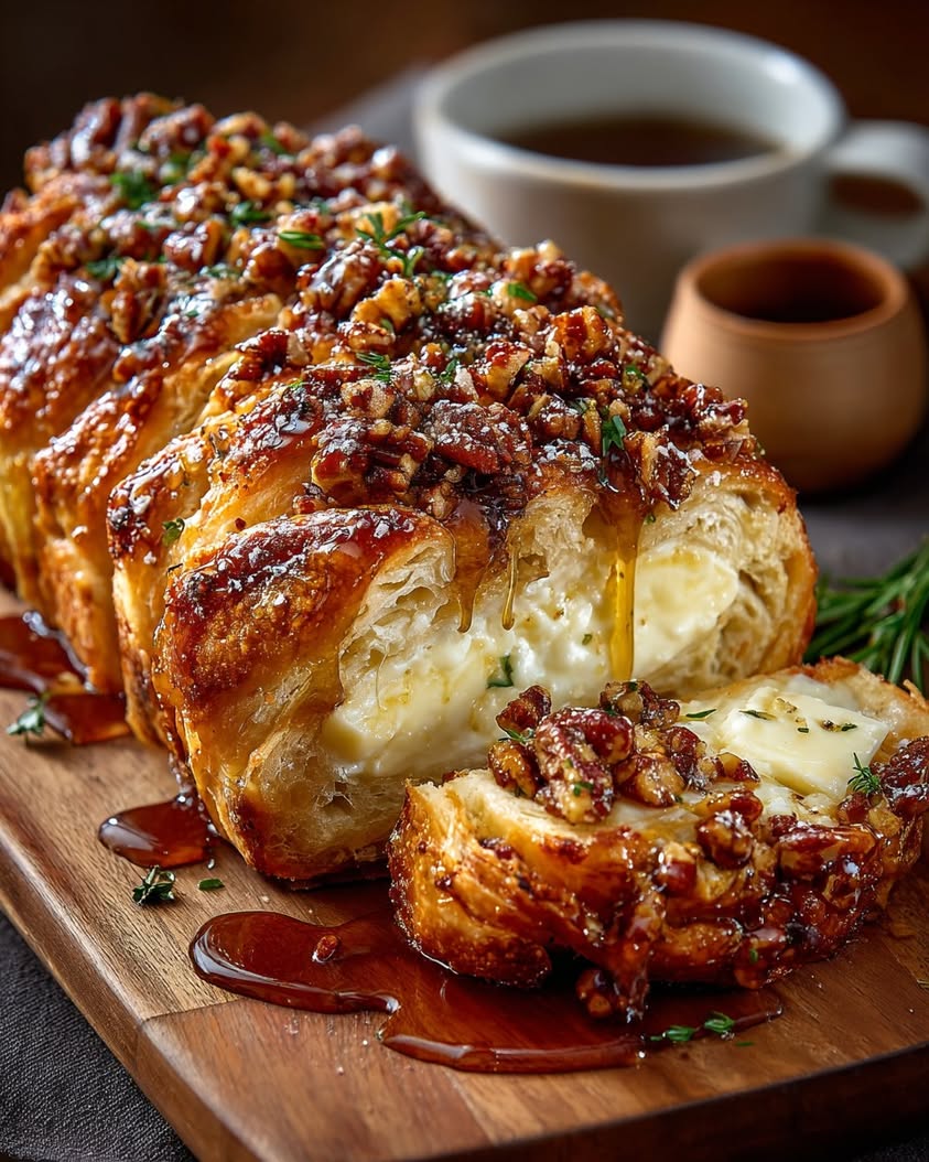 Maple Pecan Brie Croissant Pull-Apart Bread 3 pull apart brie croissant bread 1