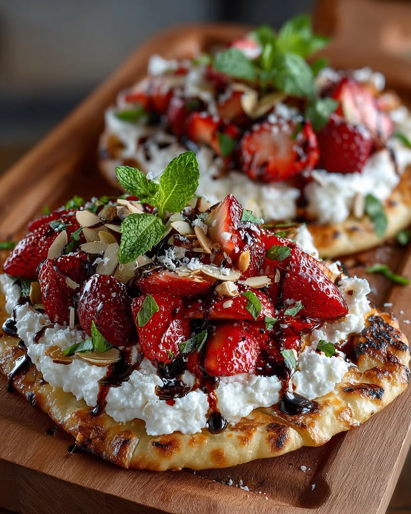 Strawberry Balsamic Goat Cheese Flatbread 3 strawberry balsamic flatbread whipped goat cheese