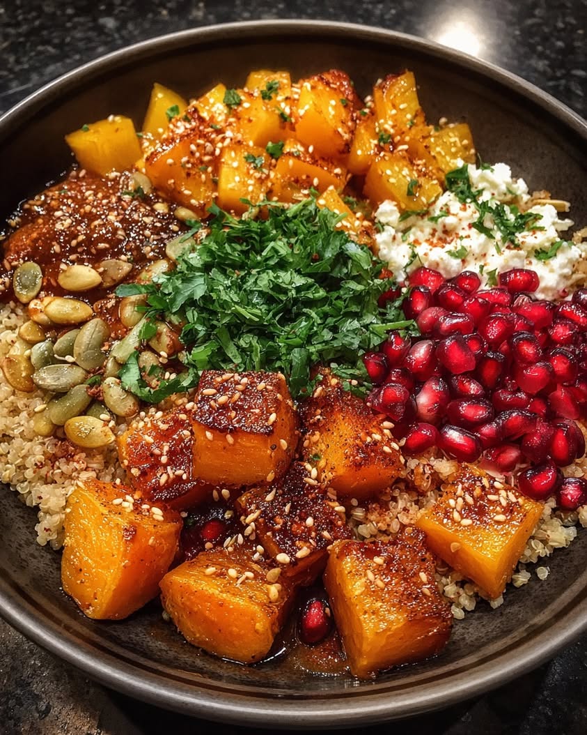 Warm Pomegranate Butternut Squash Bowl 3 warm pomegranate butternut squash bowl