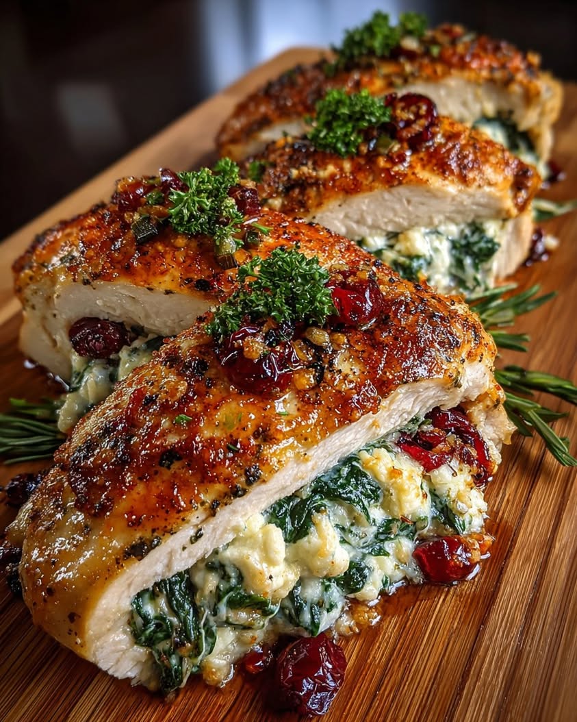 Cranberry Spinach Stuffed Chicken Breasts 3 cranberry spinach stuffed chicken brie