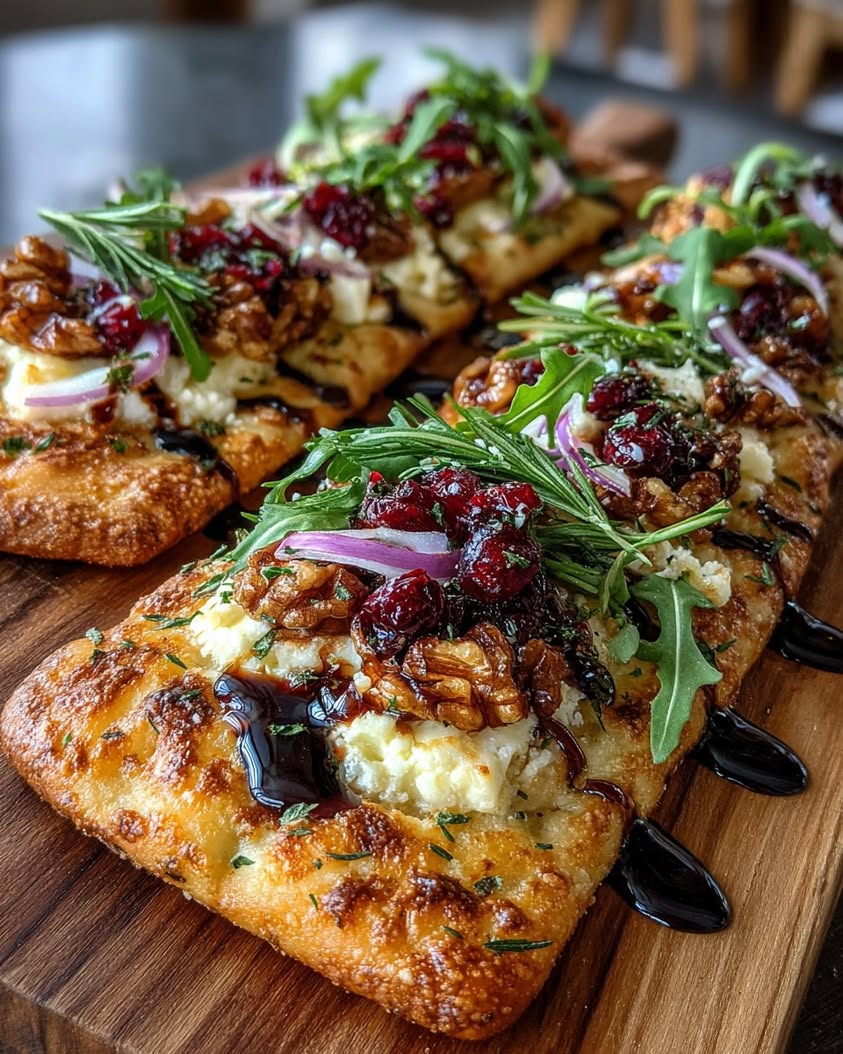 Crispy Brie Cranberry Walnut Flatbread 3 crispy flatbread brie cranberries walnuts