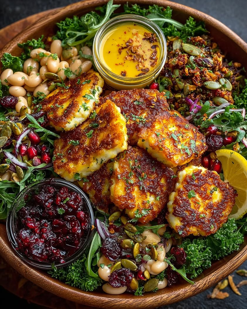 Halloumi Cranberry Bean Salad Recipe 3 halloumi cranberry cannellini bean salad