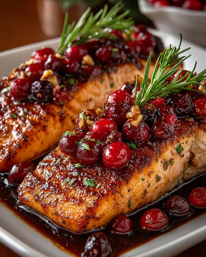 Holiday Glazed Cranberry Salmon Recipe 3 holiday glazed salmon cranberries