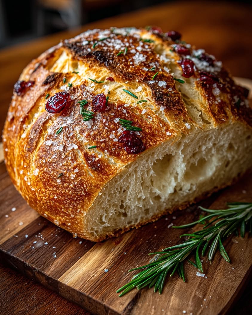 No-Knead Rosemary Cranberry Olive Bread 3 no knead rosemary cranberry bread