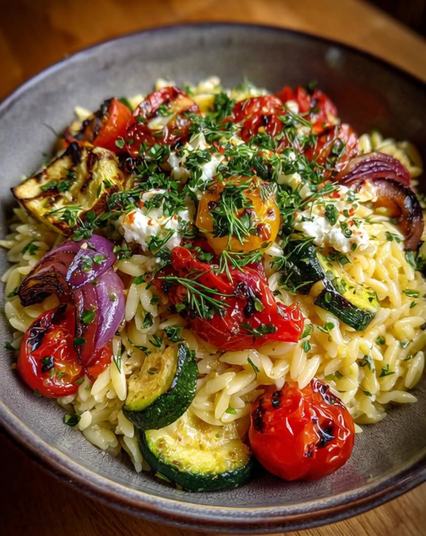 Feta Roasted Veggie Orzo Bowl 3 orzo bowl feta roasted veggies 1