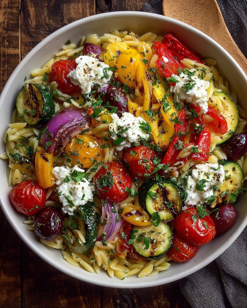 Orzo Bowl with Feta and Roasted Veggies 3 orzo bowl feta roasted veggies