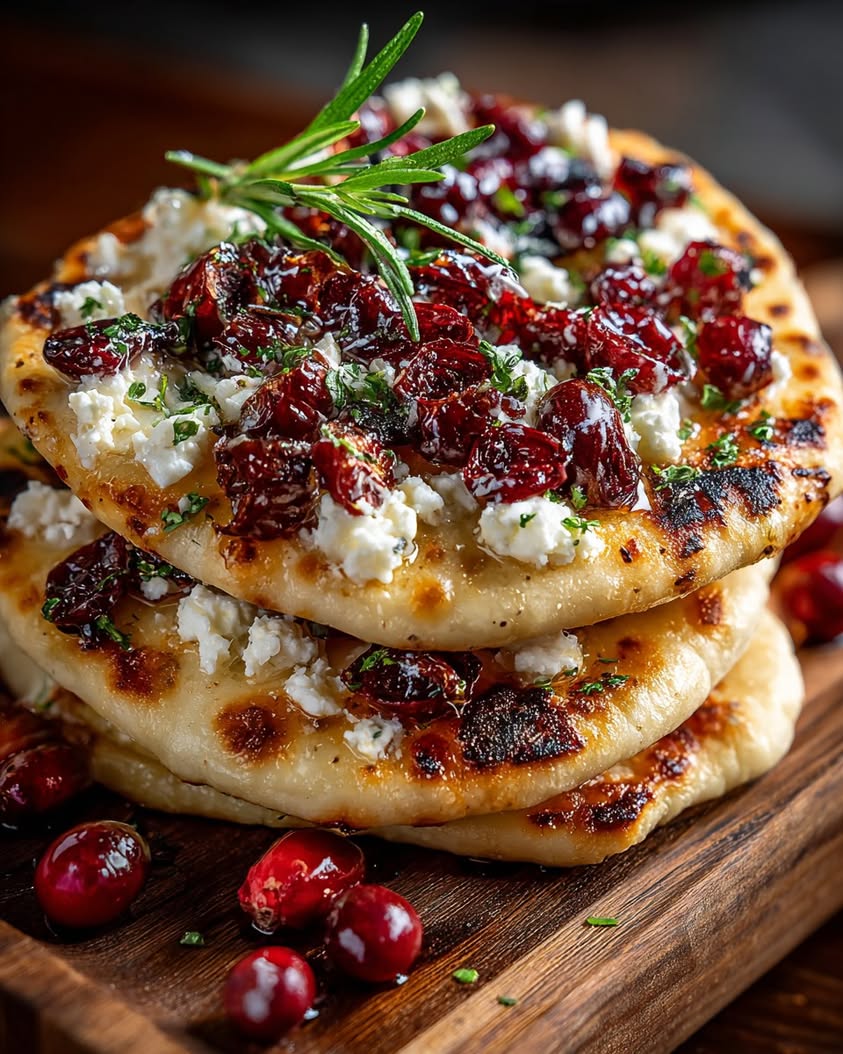 Roasted Cranberry Goat Cheese Flatbread 3 roasted cranberry cinnamon goat cheese flatbread