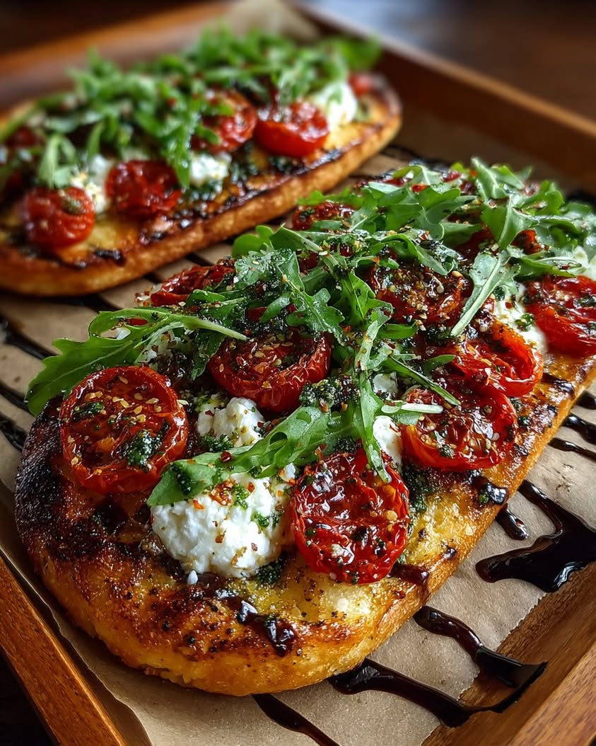 Roasted Tomato Goat Cheese Flatbread 3 roasted tomato goat cheese flatbread