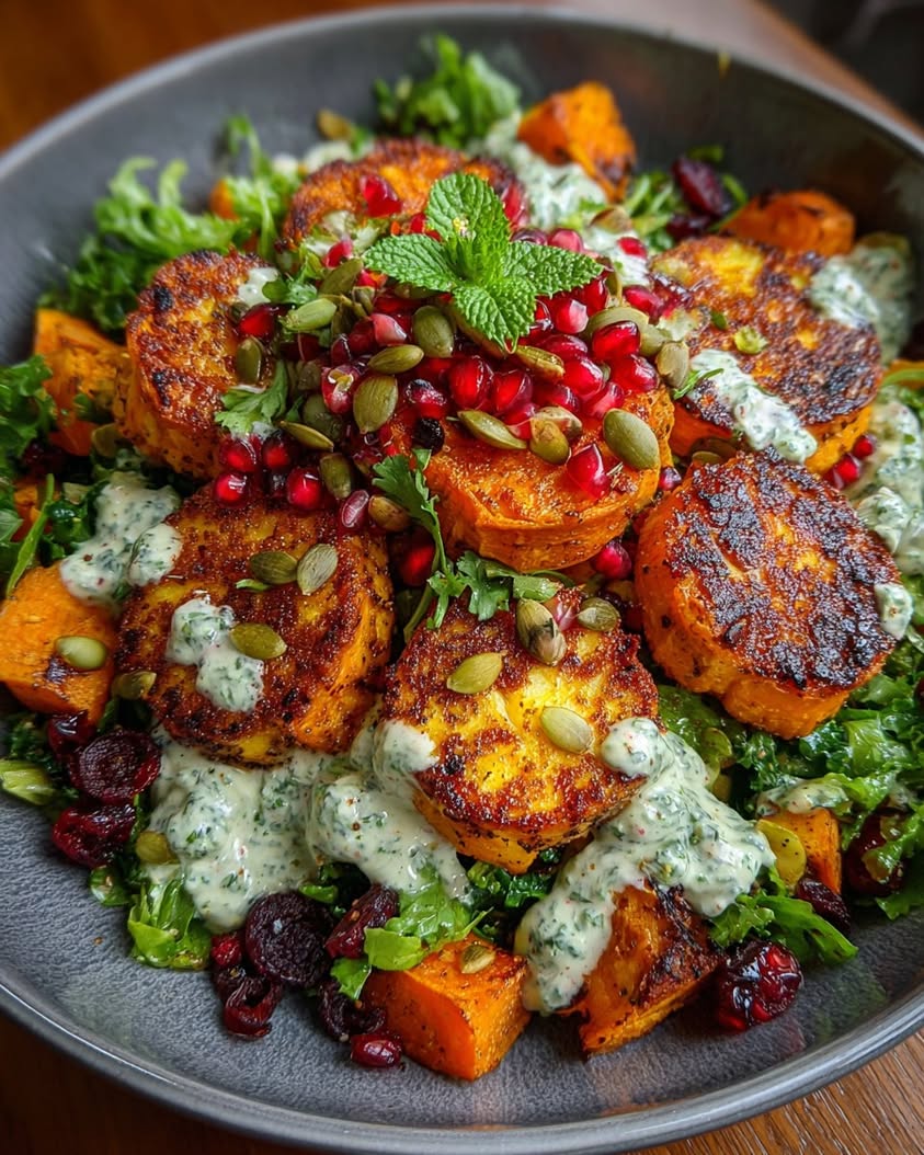 Sweet Potato Halloumi Salad Recipe 3 sweet potato halloumi cranberry salad