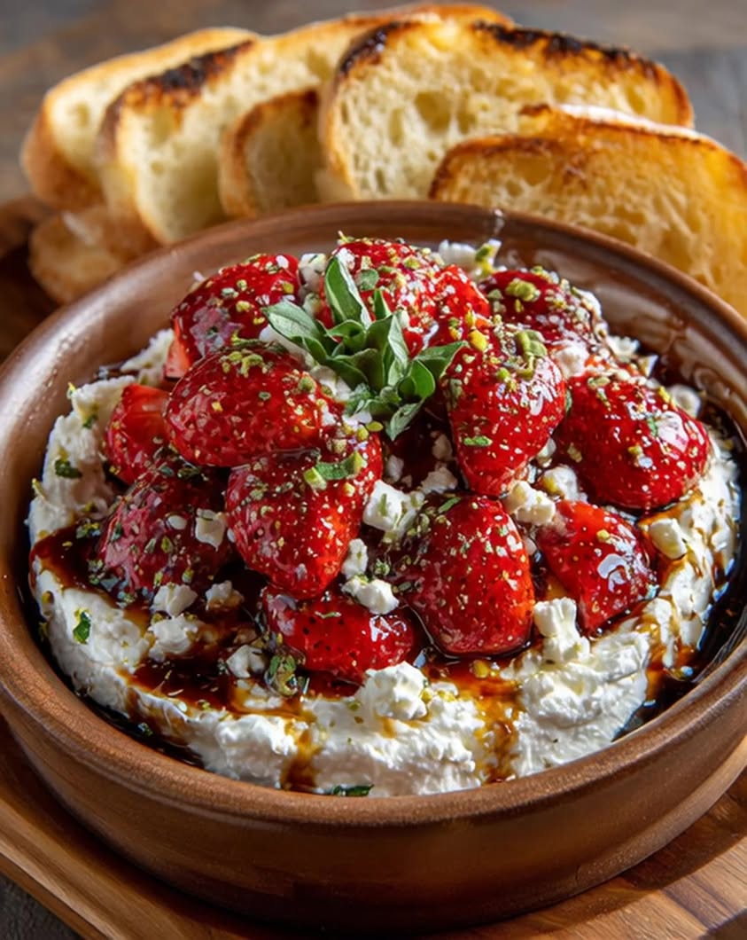Whipped Feta with Roasted Strawberries 3 whipped feta roasted strawberries balsamic