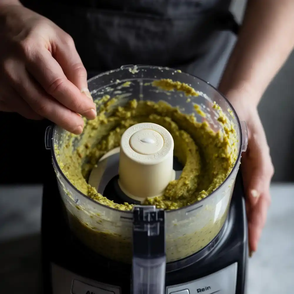 Blending pistachios into butter